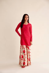 Shabnam Chanderi Red Garara Set