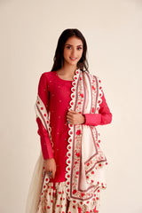 Shabnam Chanderi Red Garara Set