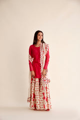 Shabnam Chanderi Red Garara Set