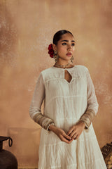 Anam White Anarkali Set