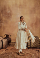 Anam White Anarkali Set
