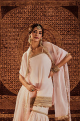 Sultana Pink Sleeveless Sharara Set