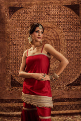 Sultana Red Sleeveless Sharara Set