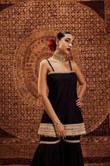 Sultana Black Sleeveless Sharara Set