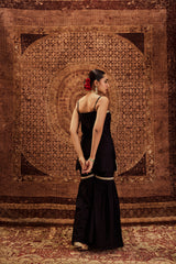Sultana Black Sleeveless Sharara Set