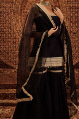 Sultana Black Sleeveless Sharara Set