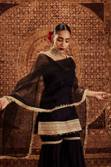 Sultana Black Sleeveless Sharara Set