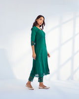 MAHJABEEN EMERALD GREEN KURTA