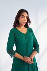 MAHJABEEN EMERALD GREEN KURTA