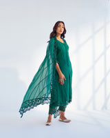 MAHJABEEN EMERALD GREEN DUPATTA