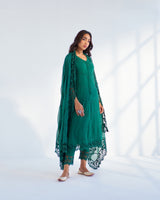 MAHJABEEN EMERALD GREEN KURTA SET