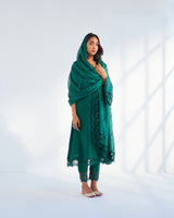 MAHJABEEN EMERALD GREEN KURTA SET