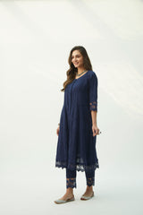 Mahjabeen Oxford Blue Kurta