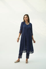 Mahjabeen Oxford Blue Kurta