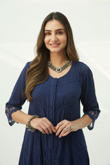 Mahjabeen Oxford Blue Kurta