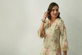 OMAIRA BEIGE VELVET KURTA SET