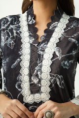 Parsia Black Velvet Kurta