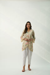 OMAIRA BEIGE VELVET KURTA SET