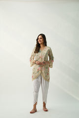 OMAIRA BEIGE VELVET KURTA SET