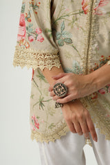 OMAIRA BEIGE VELVET KURTA SET