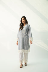 Parsia Grey Velvet Kurta Set