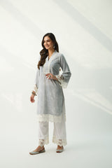 Parsia Grey Velvet Kurta Set