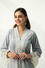 Parsia Grey Velvet Kurta Set