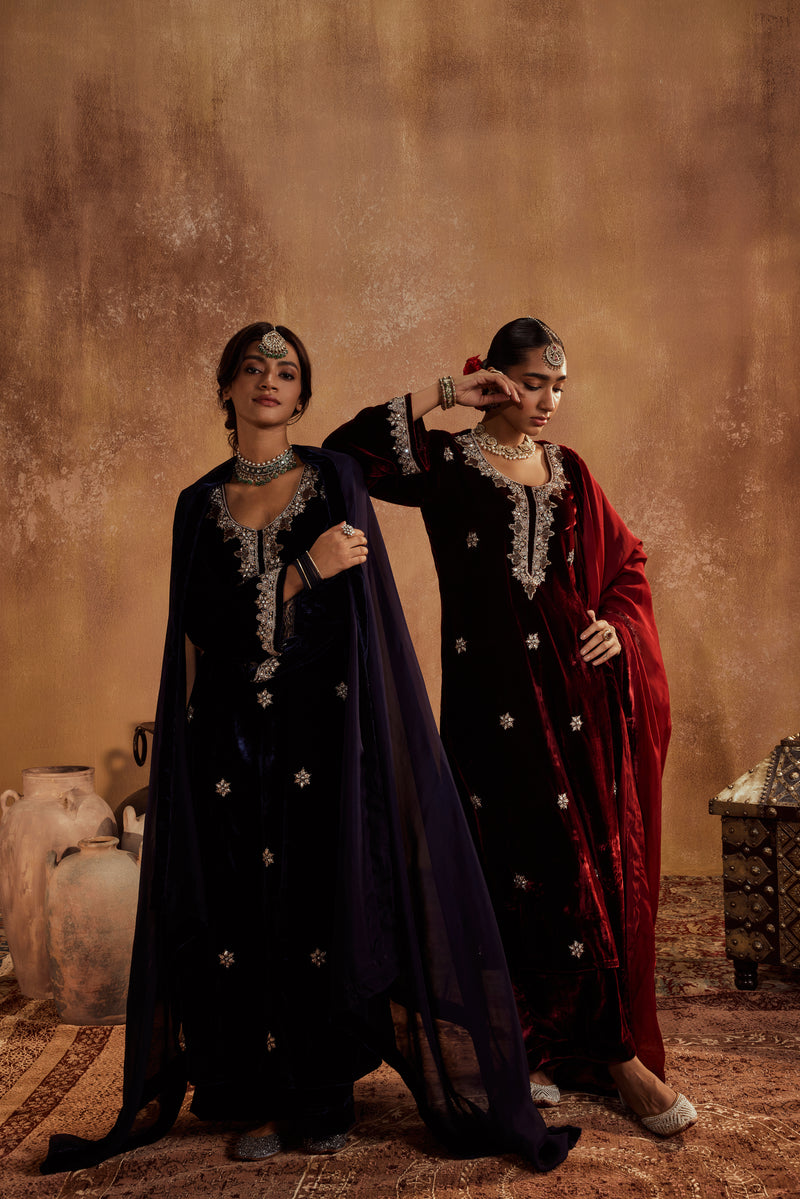 Rubina Wine Kurta Set