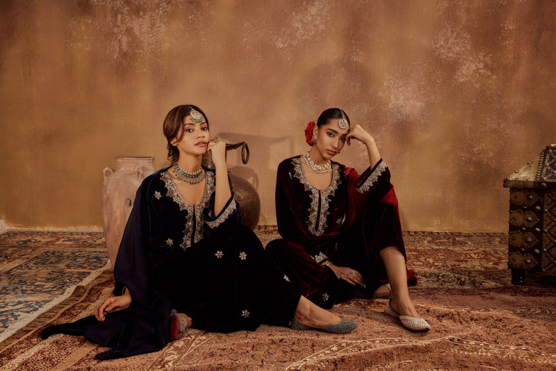 Rubina Wine Kurta Set