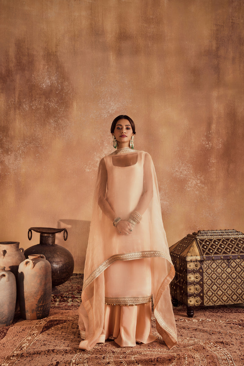 Nisa Peach Kurta Set
