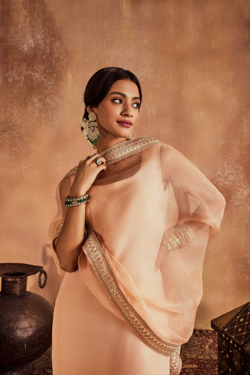 Nisa Peach Kurta Set
