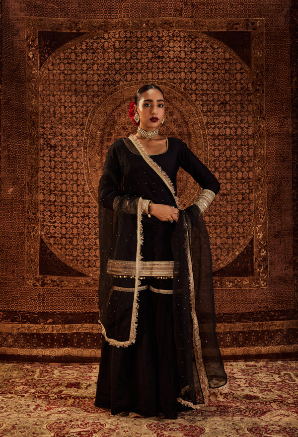 Sultana Black Sharara Set