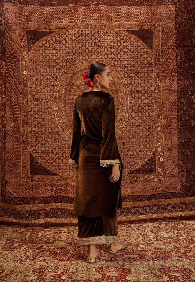 Nargis Brown Kurta Set
