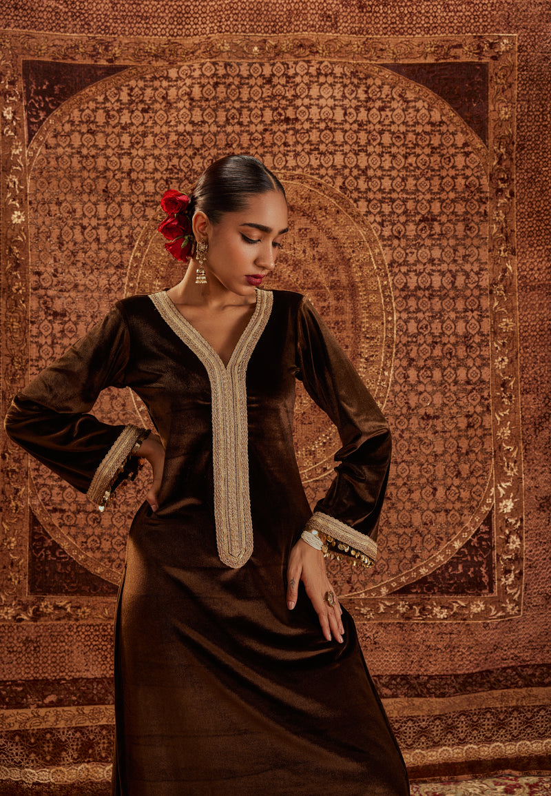 Nargis Brown Kurta Set