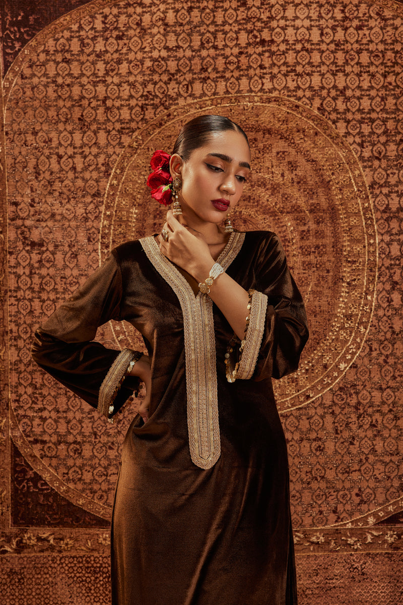 Nargis Brown Kurta Set
