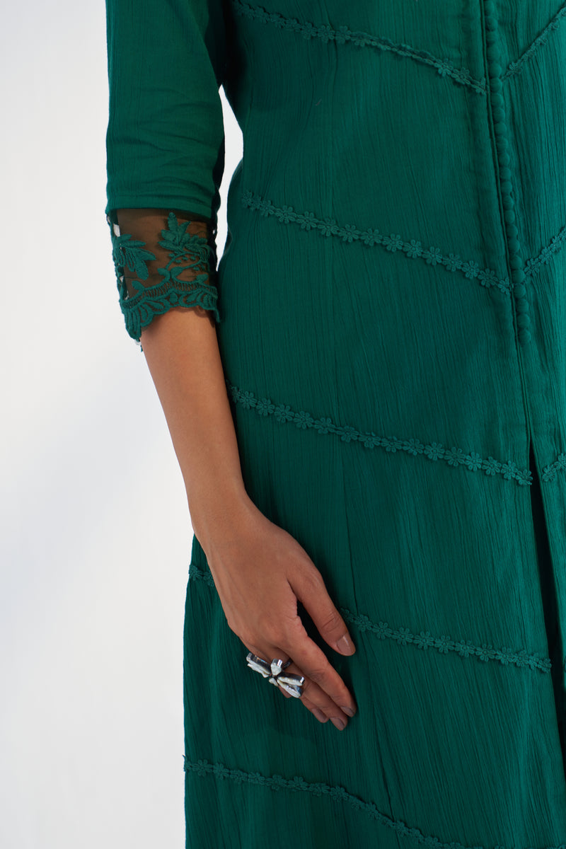 MAHJABEEN EMERALD GREEN KURTA