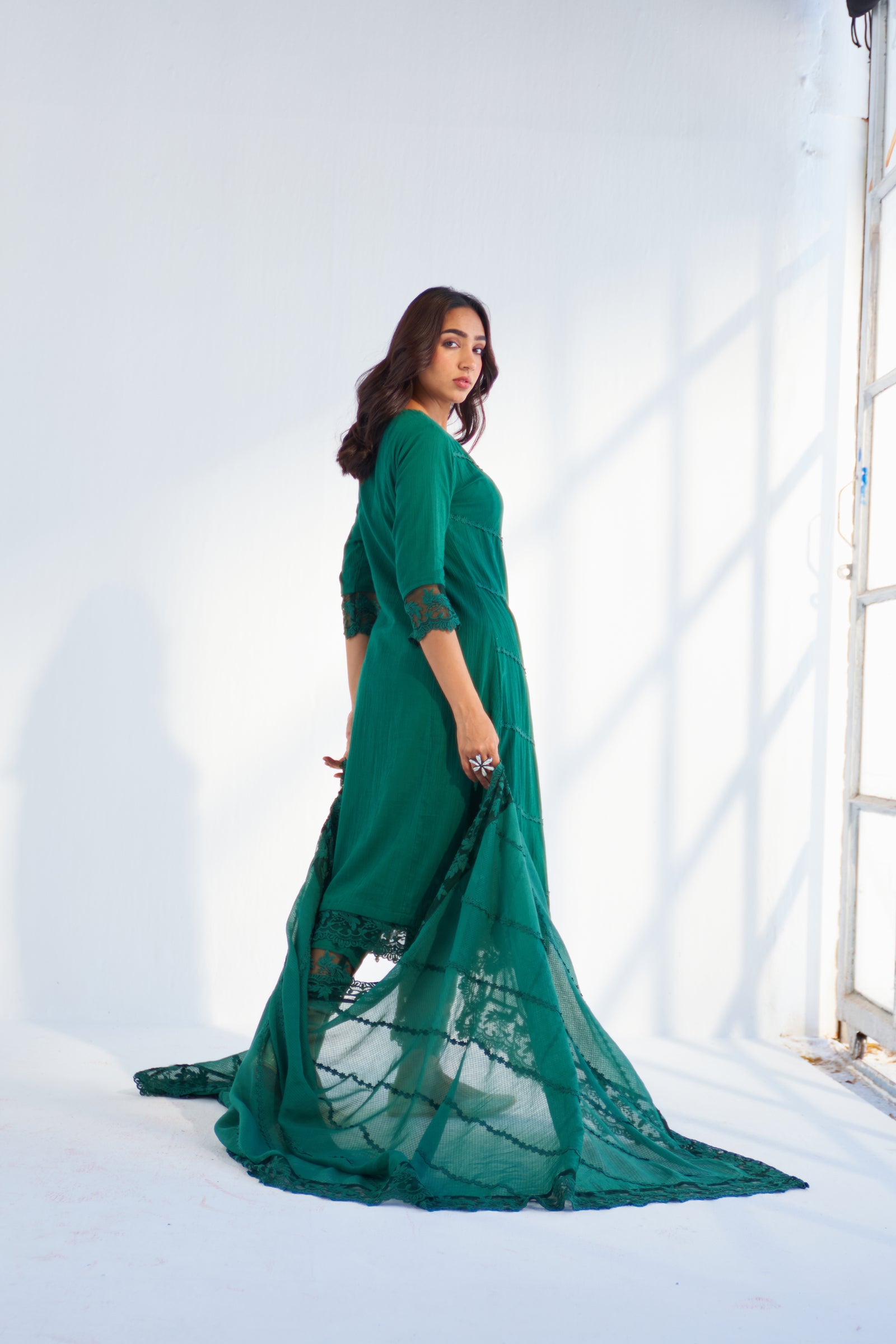slim fit dress slacks Green Color Georgette Anarkali Suit with Dupatta main image 0