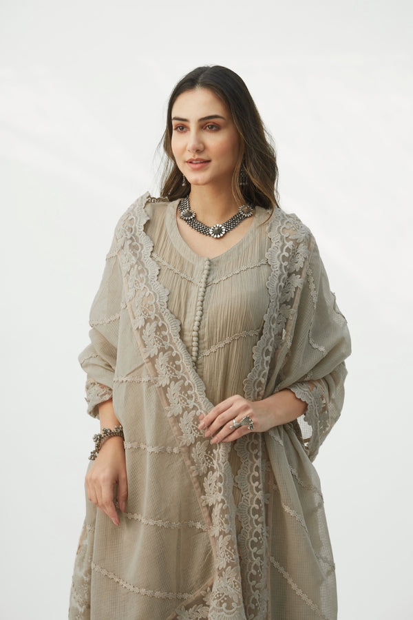 MAHJABEEN LIGHT TAUPE KURTA SET