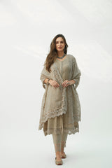 MAHJABEEN LIGHT TAUPE KURTA SET