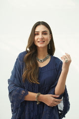 Mahjabeen Oxford Blue Kurta Set