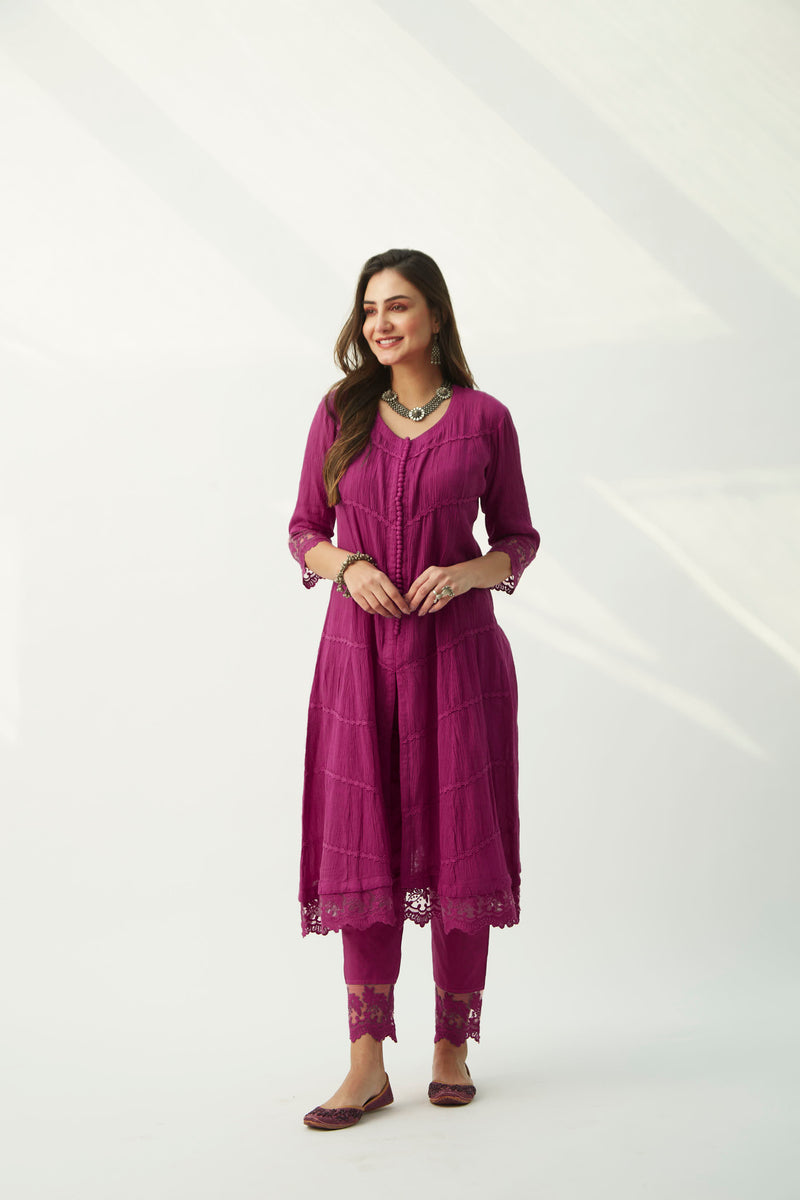 MAHJABEEN MAGENTA KURTA SET