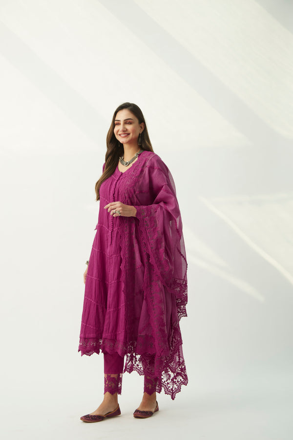 MAHJABEEN MAGENTA KURTA SET