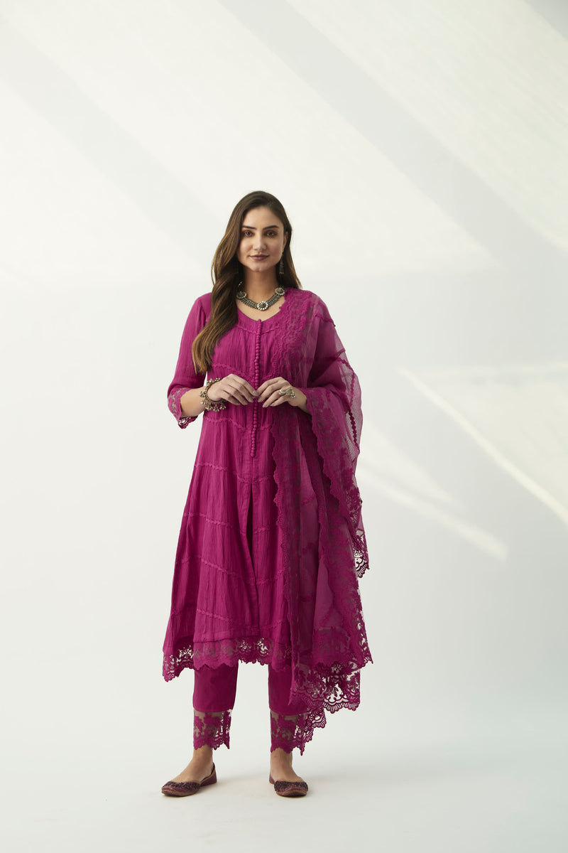 MAHJABEEN MAGENTA KURTA SET