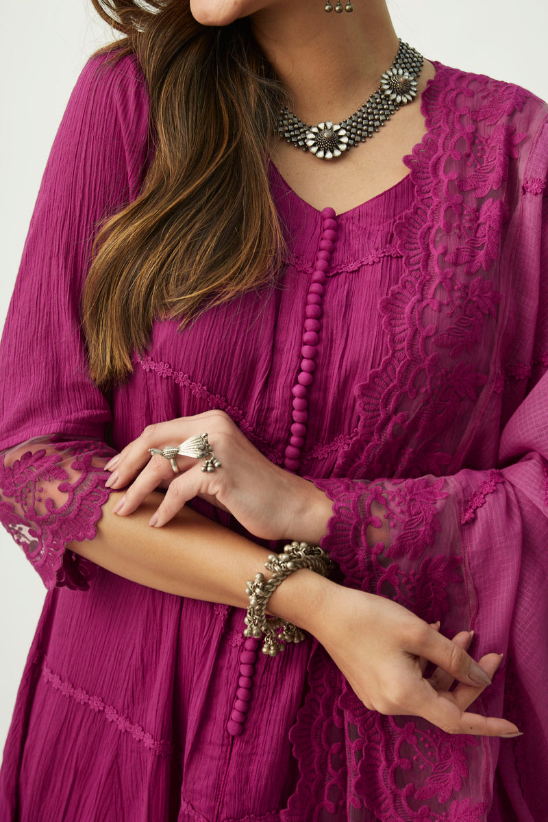 MAHJABEEN MAGENTA KURTA SET