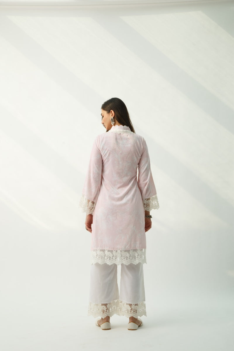 Parsia Pink Velvet Kurta