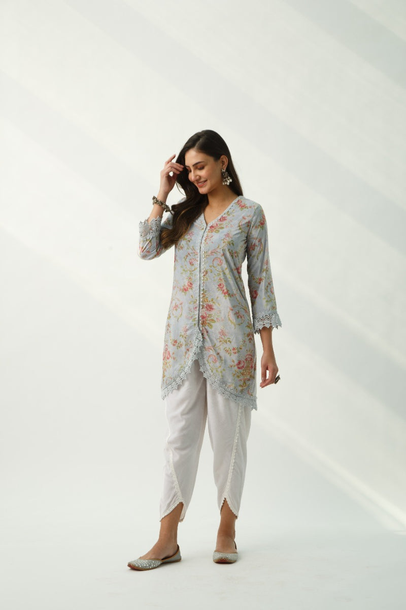 OMAIRA BLUE VELVET KURTA