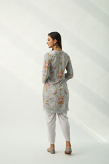 OMAIRA BLUE VELVET KURTA
