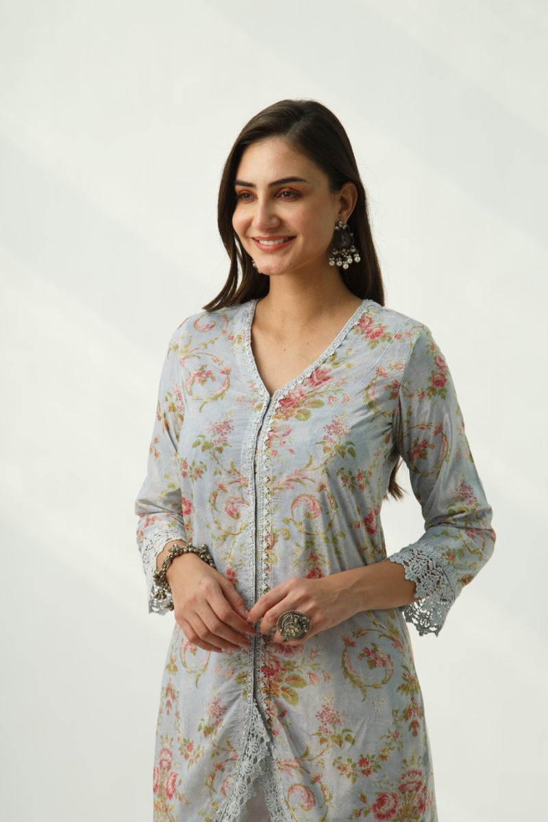 OMAIRA BLUE VELVET KURTA