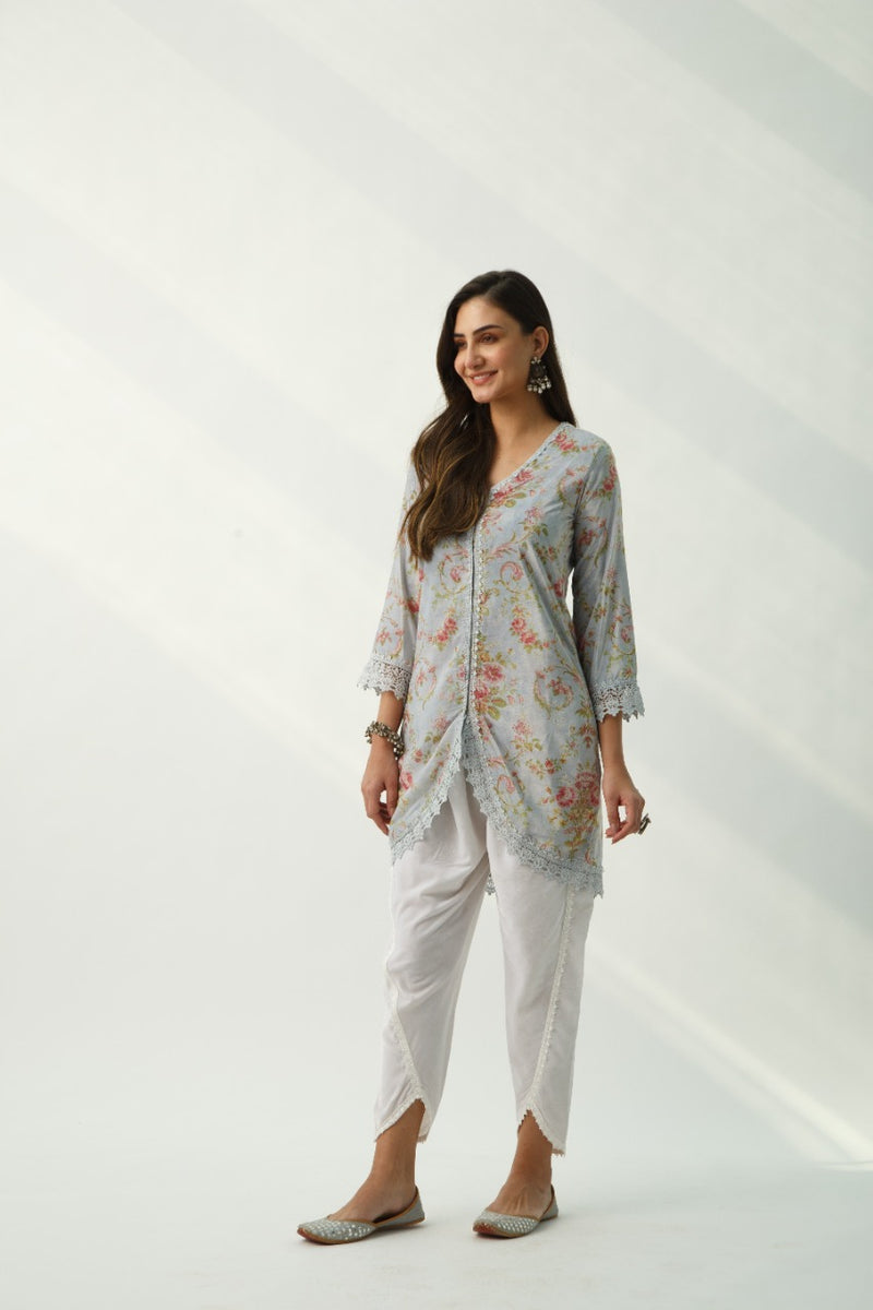 OMAIRA BLUE VELVET KURTA