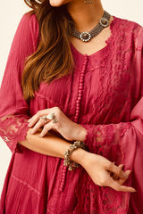 Urmi Daga in Mahjabeen Red Kurta Set